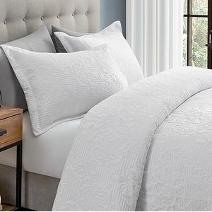 Hansleep Quilt Set Lightweight Bed Decor Comforter White, Full/Queen 90x96